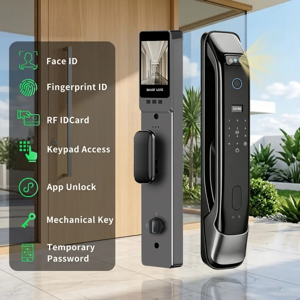 6068 Mortise Smart Face Recognition Lock, Heavy Duty Biometric Fingerprint Door Lock, Works with Wishome App High Security Locks Entry Locks