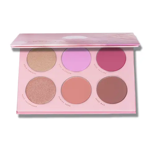 Lunar Beauty x Laura Lee Fool Fantasy Compact Blush Palette - Colorful Makeup, Cheek Palette, 4 Creamy Mattes & Shimmers (True Peach, Sand Bar, Bronzed Caramel), Natural Finish, Creamy Payoff for Smooth, Soft Cheeks, Face Flattering Face Makeup
