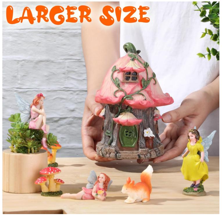 Fairy House Garden Figurines Kit Spring Garden Decor Easter Basket Decoration Spring Decoration Outdoor Wildflower Butterfly Fairy Mushroom Party Supplies Micro Landscape Ornaments