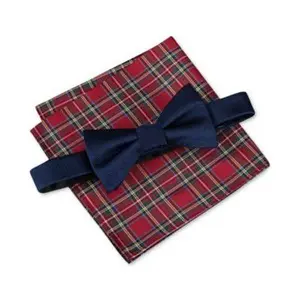 Tommy Hilfiger Mens Twill Bow Tie Royal Plaid