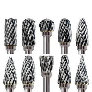 10Pack Tungsten Carbide Rotary Burr Set for Dremel, Carbide Double Cut Carving Burr Bits with 1/8” Shank Rotary Tool Accessories for Woodworking, Engraving, Drilling, Steel Metal Working - Tools & Hardware.