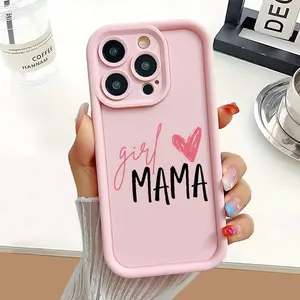 The product is a 2D image, not a 3D image. Phone Case - Soft pink phone case, specially designed with a UV-printed 'Mama' pattern, compatible with iPhone 15 to 17 Pro Max. It is lightweight, durable, and stylish in appearance, making it a perfect gift.