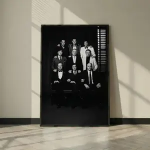 Vintage Mafia Wall Art Print, Classic Gangster Portrait Poster, Old Money Aesthetic Decor, Cinematic Black And White Art ( Unframed - Print Only )