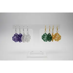 Glittering Emerald Celtic Knot Four-Leaf Clover Earrings