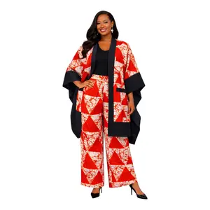 CRZ Luxury African Print Ankara Kimono Jacket and Pant