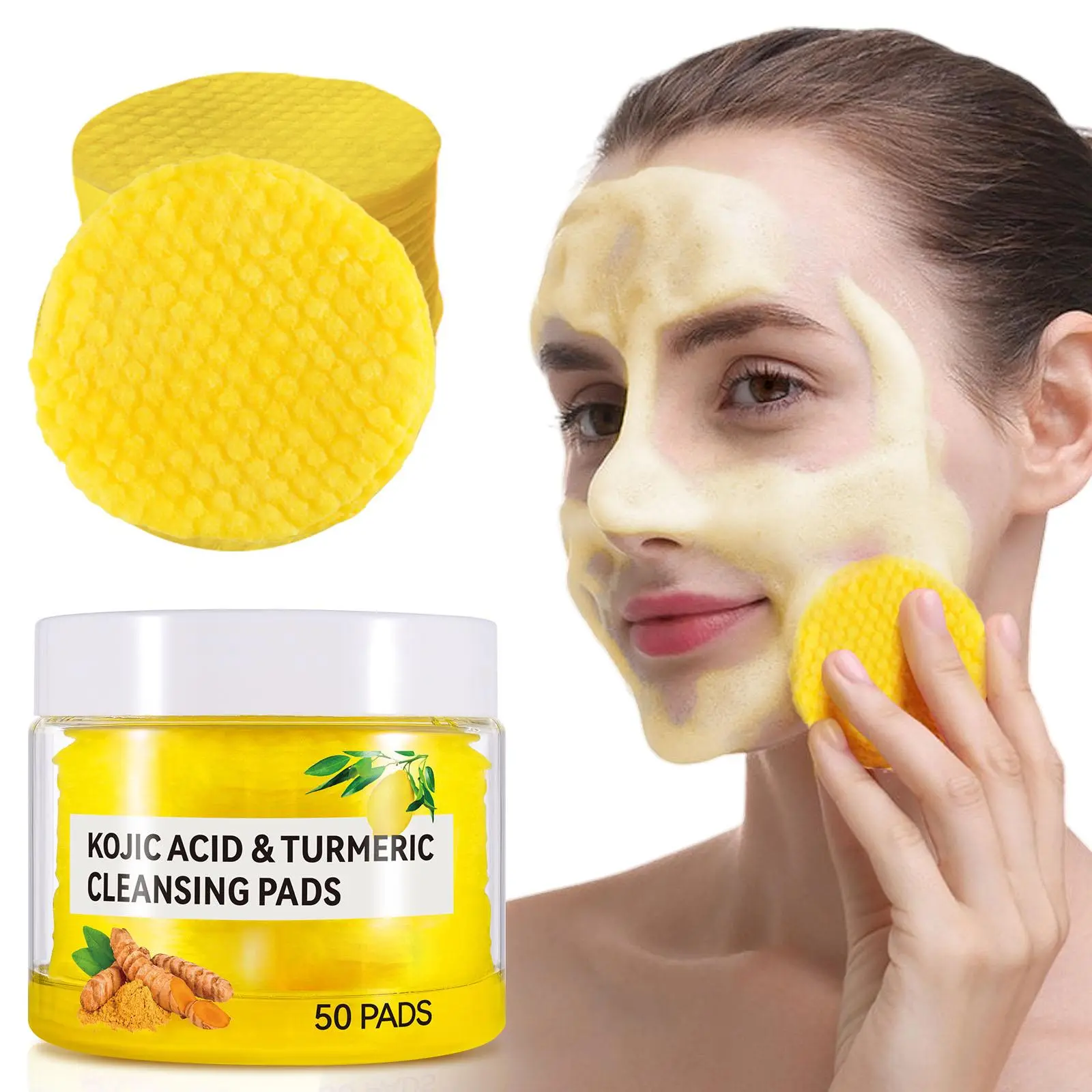 Yecuce Exfoliating Face Wipes with Turmeric, Kojic Acid, Niacinamide & Chamomile - Clarifying Toner for Troubled Skin, Alcohol-Free Self Care (2 Pack, 100 Count), Leakproof, Treatment, Travel, Smooth Skin Routine