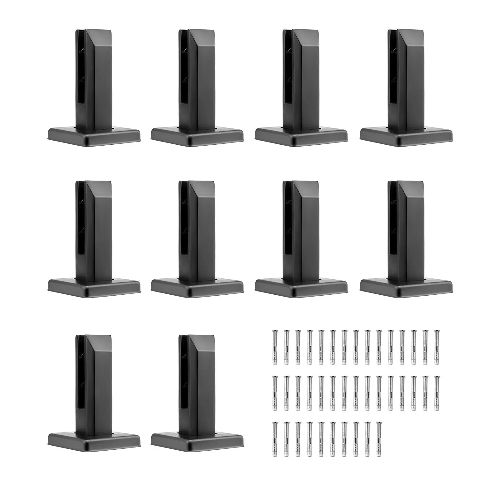 【summerfinds】VEVOR Glass Clamp, 10 PCS Square Glass Railing Bracket for 0.31 "-0.47 " Tempered Glass, 304 Stainless Steel Glass Mounting Clamp, 0.12” Thick Glass Shelf Bracket for Balcony, Garden, Deck, Stair