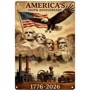 Celebrating 250 Years of Liberty 2D Metal Wall Plaque American Independence Retro Decor Ideal for Home Room or Cafe