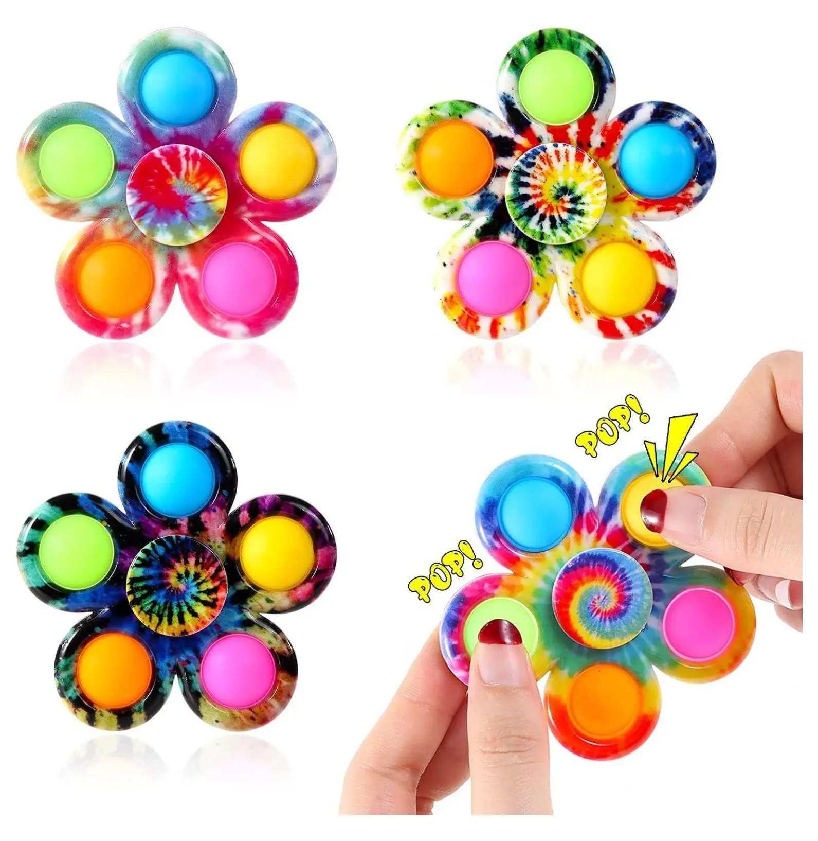 Fidget Spinners 4 Pack, Sensory Toys for Anxiety Relief & Stress Reduction, ADHD Autism Focus Tools for Kids & Adults, Classroom Prizes & Party Favors 3.1 x 3.1 x 0.59 inches