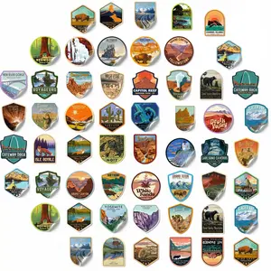 63PCS Vinyl Waterproof Wilderness Nature Stickers Hiking Camping Travel Decals for Water Bottles, Phone, Computer, Luggage, Guitar, Adults Teens Girls