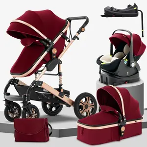 3-in-1 Baby Stroller Travel System with Car Seat, Car Seat Base, Adjustable Bassinet, 360° Rotation Wheels, Lightweight Foldable Design, Zip Footcover, Folding Newborn Stroller for 0-4 Years, Easy Storage,summervibes