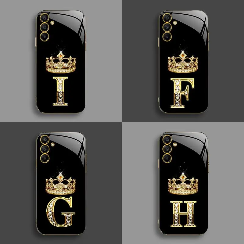 Galaxy A15 Mobile Phone Case, High-End Crown Electroplated Gold Edge Casing, Business Simple Style Cover with Shockproof Protection, Anti-Fall, Anti-Fingerprint, Affordable-888