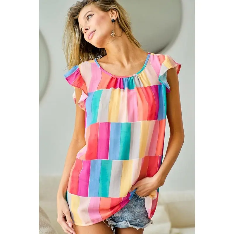 Bibi Sunshine Festive Vivid Multicolorblock Blouse