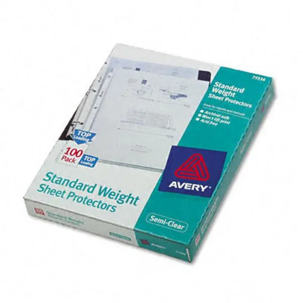 Avery Top-Load Acid-Free Polypropylene Sheet Protectors, Letter Size, Semi-Clear, 3-Hole Punched, Nonstick, Archival-Safe, Won't Lift Print, Better Visibility, 100 per Box, Three-Hole Punched