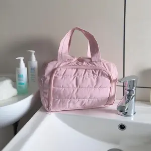 Puffy Travel Toiletry Bag for Women - Lightweight Large Wide-open Travel Bag for Women, Puffy Cosmetic Makeup Bag Organizer with Handle for Accessories,Essentials, Toiletries, Mother's Day Gift For Mom outdoorfun