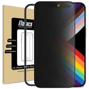 2-Pack Matte Privacy Tempered Glass Smartphone Screen Protector for iPhone 13/14/15/16/17 Pro Max Plus, with Easy Installation Tool, Anti-Spy & Anti-Glare Full Coverage, Anti-Fingerprint, Case Friendly, Silk-Smooth Touch, Shockproof Protection