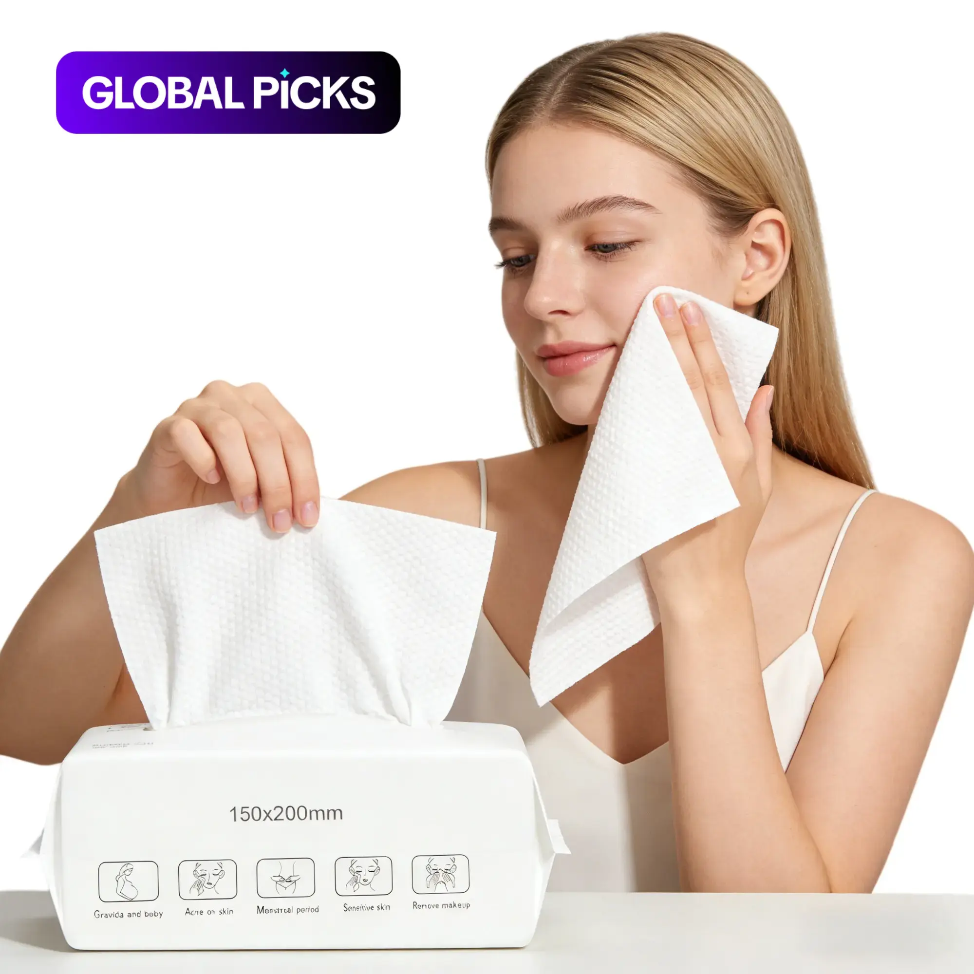 Disposable Face Towels, 1/2/4/10Packs Dry & Wet Use Facial Cleansing Towels, Double-sided Design Makeup Removal Wipes
