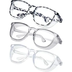 Safety glasses Goggles Nurses Protective Eyewear - Anti Fog Square Frame Stylish Clear Glasses for Women Men