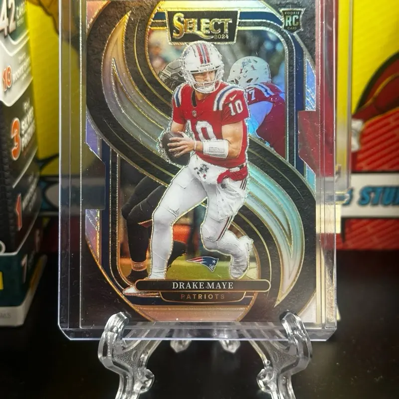 Panini Select 2024 Drake Maye Premier Level Die Cut Silver Holo RC Football Card Collectible Sports Memorabilia