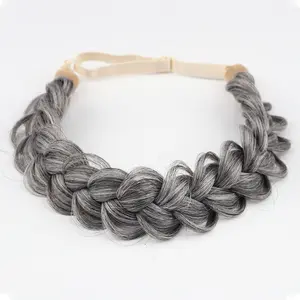 Synthetic Hair Braided Headband Classic Wide Strands Wedding Disorderly Fluffy Braids Wig Band Women Beauty Accessory