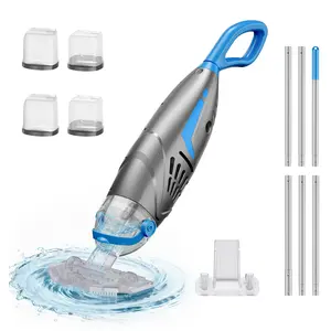 UIRWAY Cordless Pool Vacuum for Above Ground Pools, IPX8 Handheld Rechargeable Pool Cleaner with 2 Vacuum Heads & 4 Filter Bags, 18.5 GPM Powerful Suction, 1H Runtime, Portable for Inground Pools