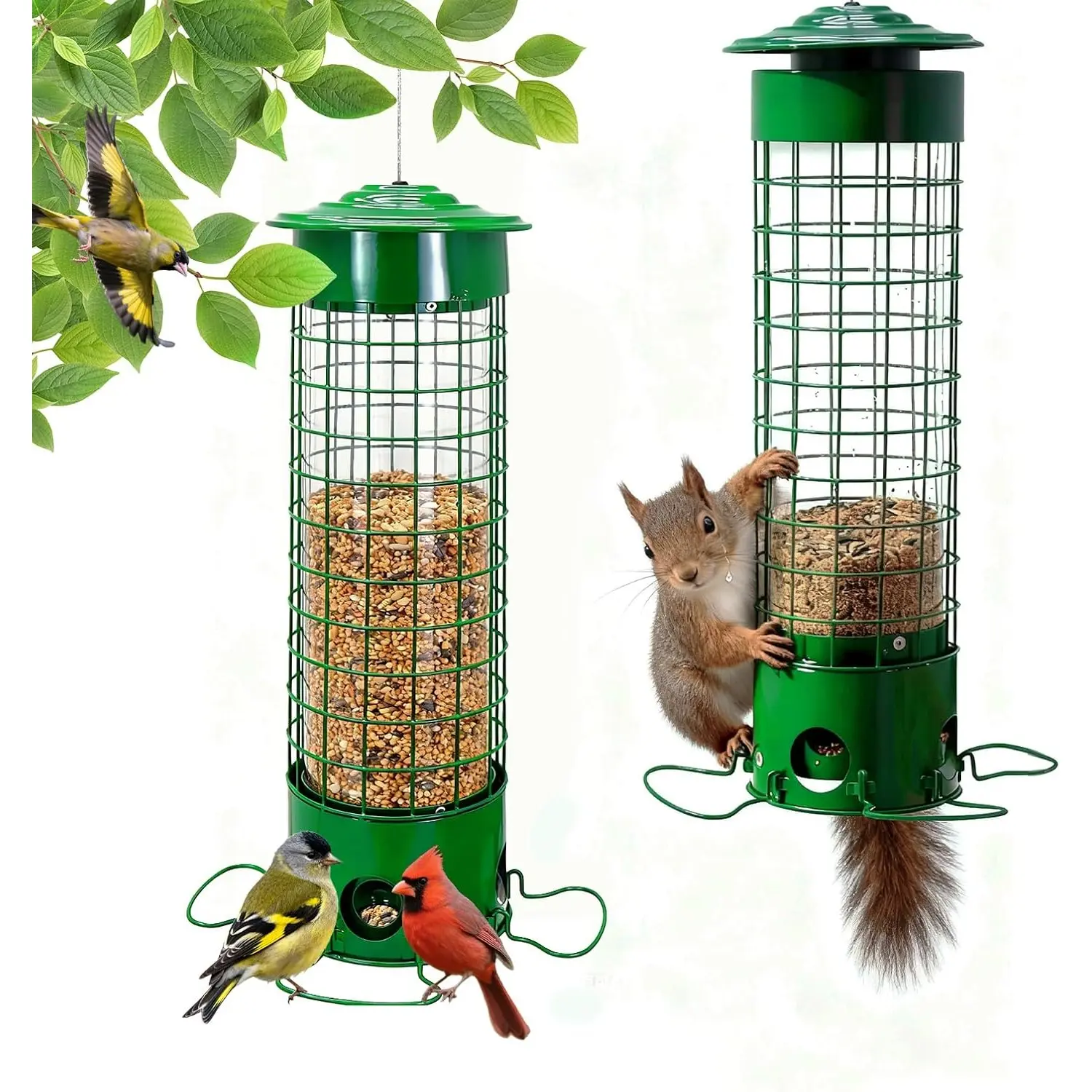 Squirrel-Proof Outdoor Bird Food Feeder, Weight-Activated, 33.5 Inches Tall, Wide-Mouth Design, Ideal for Wildlife Lovers