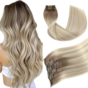 Youngsmile Clip in Hair Extensions Real Human Hair, 120g 7pcs 14-22 Inch Human Hair Extensions Straight Easy To Style for Women