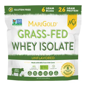 MariGold Grass-fed Whey Isolate Protein Powder - Unflavored 2LB - COLD PROCESSED, Micro Filtered, Undenatured, Non-GMO, rBGH/Soy/Gluten/Lactose-Free
