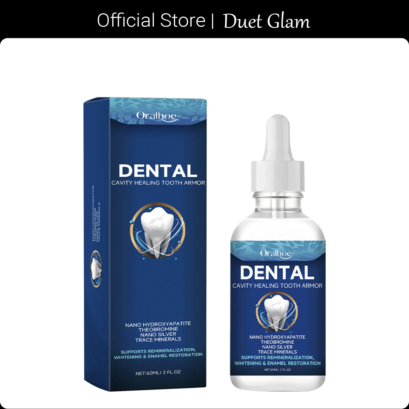 Fluoride-Free Hydroxyapatite Tooth Repair Drops – Helps Restore Enamel, Reduce Tooth Sensitivity, Remove Yellow Stains, Whiten Teeth & Freshen Breath