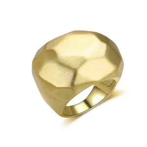 Aprilery Matte Faceted Wide Band Ring – Chunky Statement Ring for Women – Modern Geometric Design