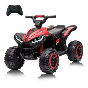 Garvee 12V Kids Quad ATV 4 Wheeler with Music, LED Lights for Boys & Girls - Red