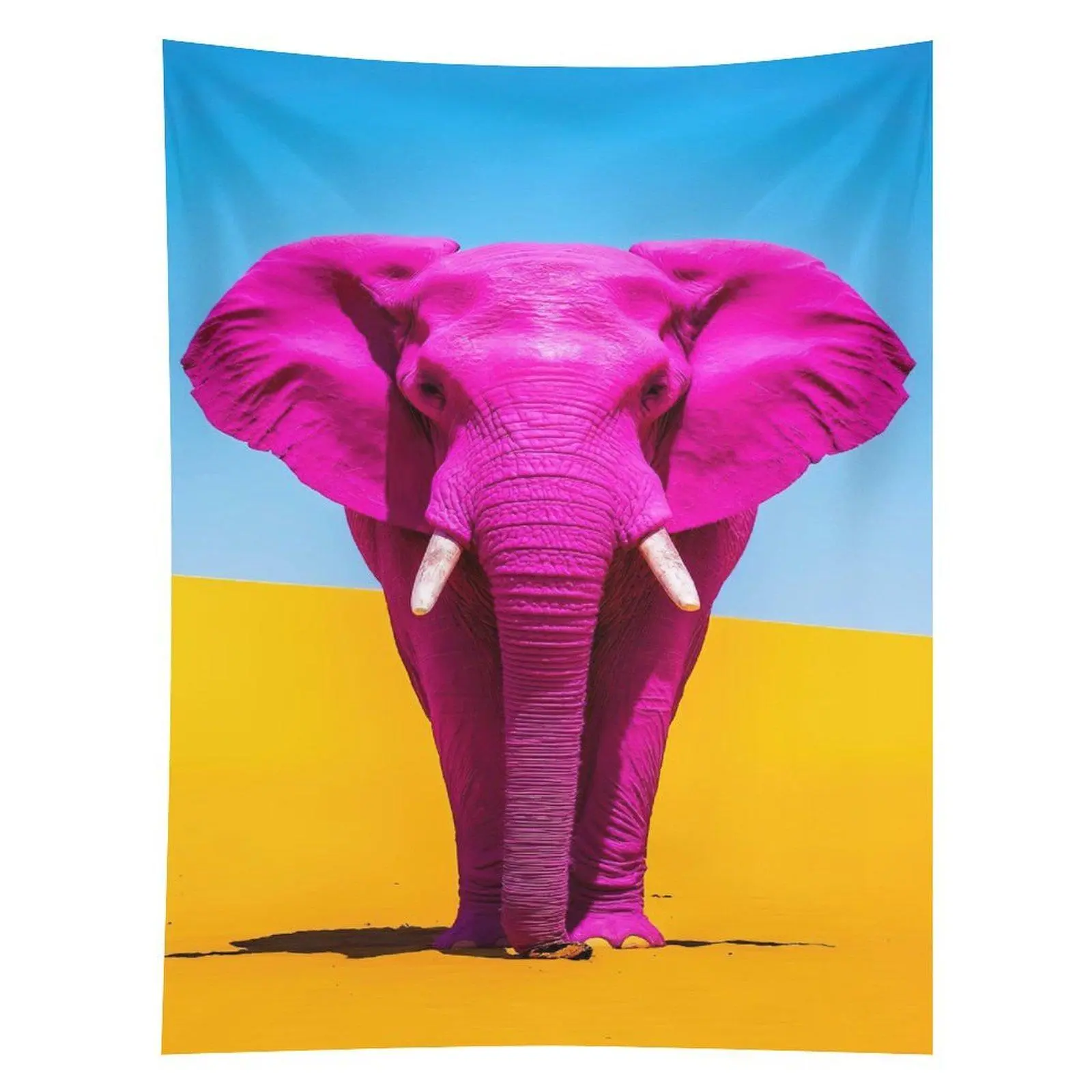 Pink Elephant Pop Art Tapestry Colorful Wildlife Wall Hanging Decor