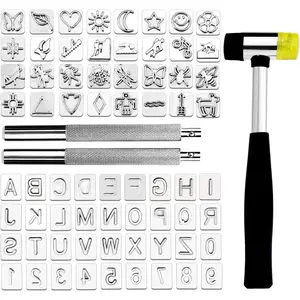 71 PCS Leather Stamping Tools, with 68 PCS Letters, Numbers and Patterns, 2 PCS Punch Tools, Leather Stamp Set for Leather Working