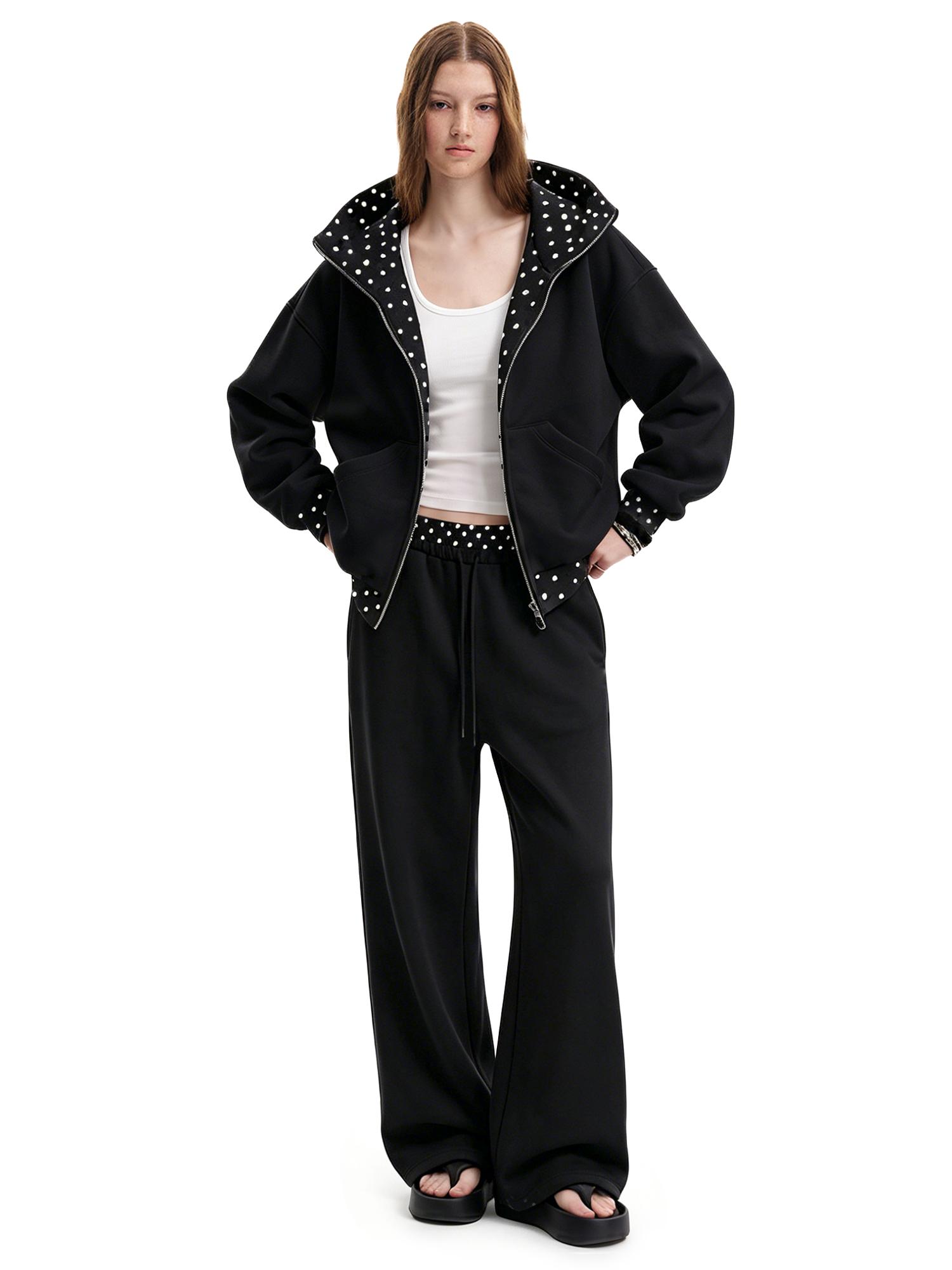 FDR Polka Dot Zip Up Hoodie for Men & Women Big Hood Eases Social Anxiety Sweatshirt 2 Pieces Set Oversized Cute  Longsleeves Top Heavyweight Fleece Sweatsuit Cozy Casual Loungewear for Daily Wear and Travel #TikTokShopBackToSchool