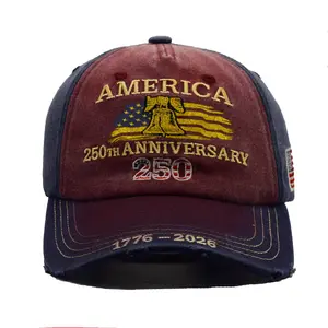 Vintage "American 250th Anniversary" Embroidered Baseball Cap, Durable, Cotton Fabric, Soft, Comfortable for All Day to Wear