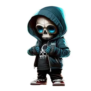 1PC Edgy Skull Character Sticker for Cars, Cool Hoodie-Wearing Skeleton Decal for Car Window/Body, Unique Car Accessory to Show Your Street Style