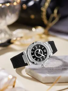 Women's Elegant Fashion Quartz Watch, Round Dial with Sparkling Water Diamonds, Suitable for Various Occasions, Holiday Gift Essential