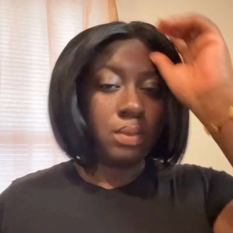 Jenny Bob Glueless 6X6 Straight Human Raw Hair Wig Pre Bleached Pre Plucked 10-14 Inch HD Lace 250 Density Non Glue Comfortable Fit