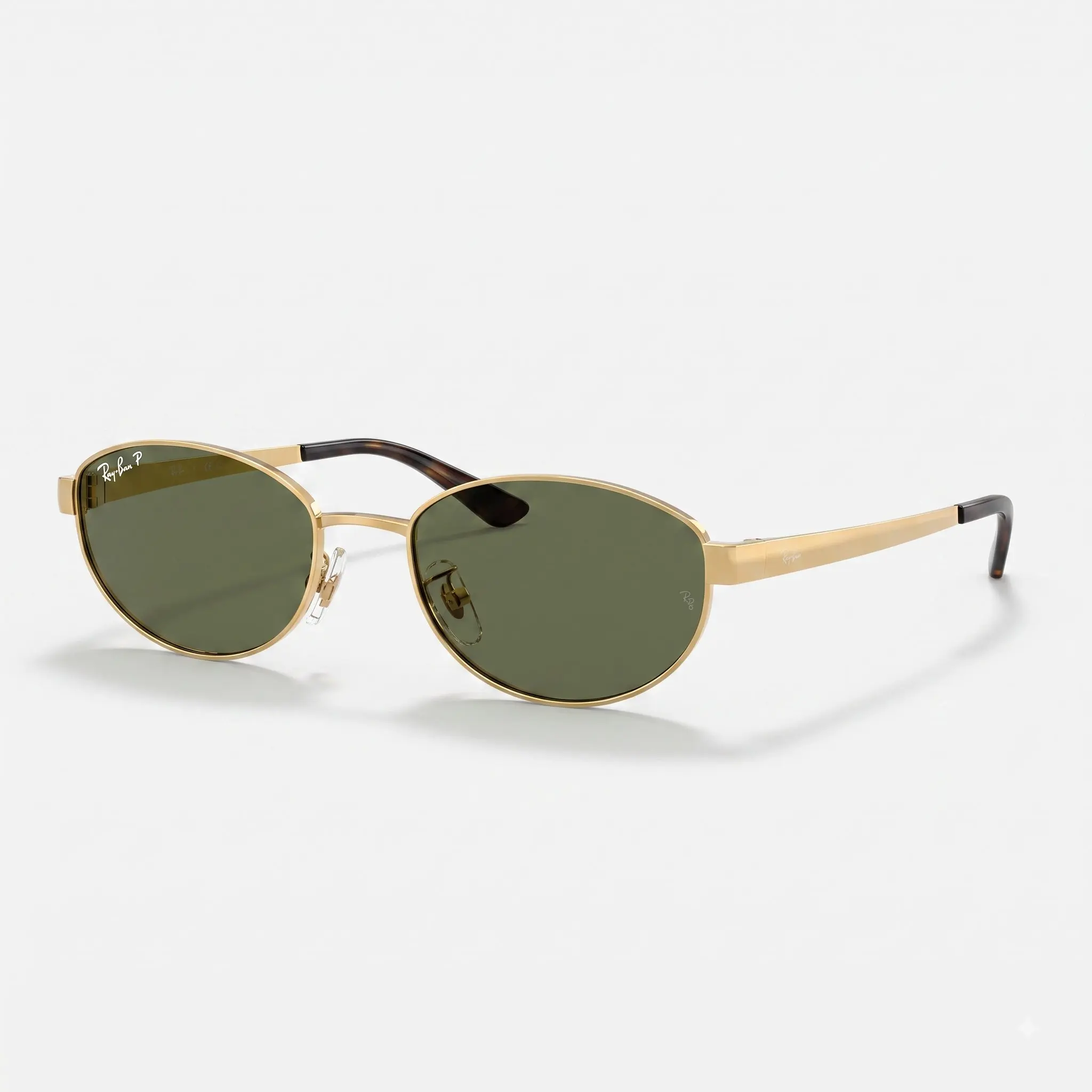 [Buy 2 get 1 Free ] Ray-Ban Oval Frame Sunglasses Gold Metal Green Lens Classic Lifestyle Shades for Men Women