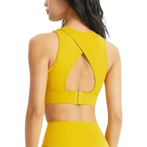 Women's Hollow Back Sports Bra - Breathable Material, Customizable Fit, Sports Design