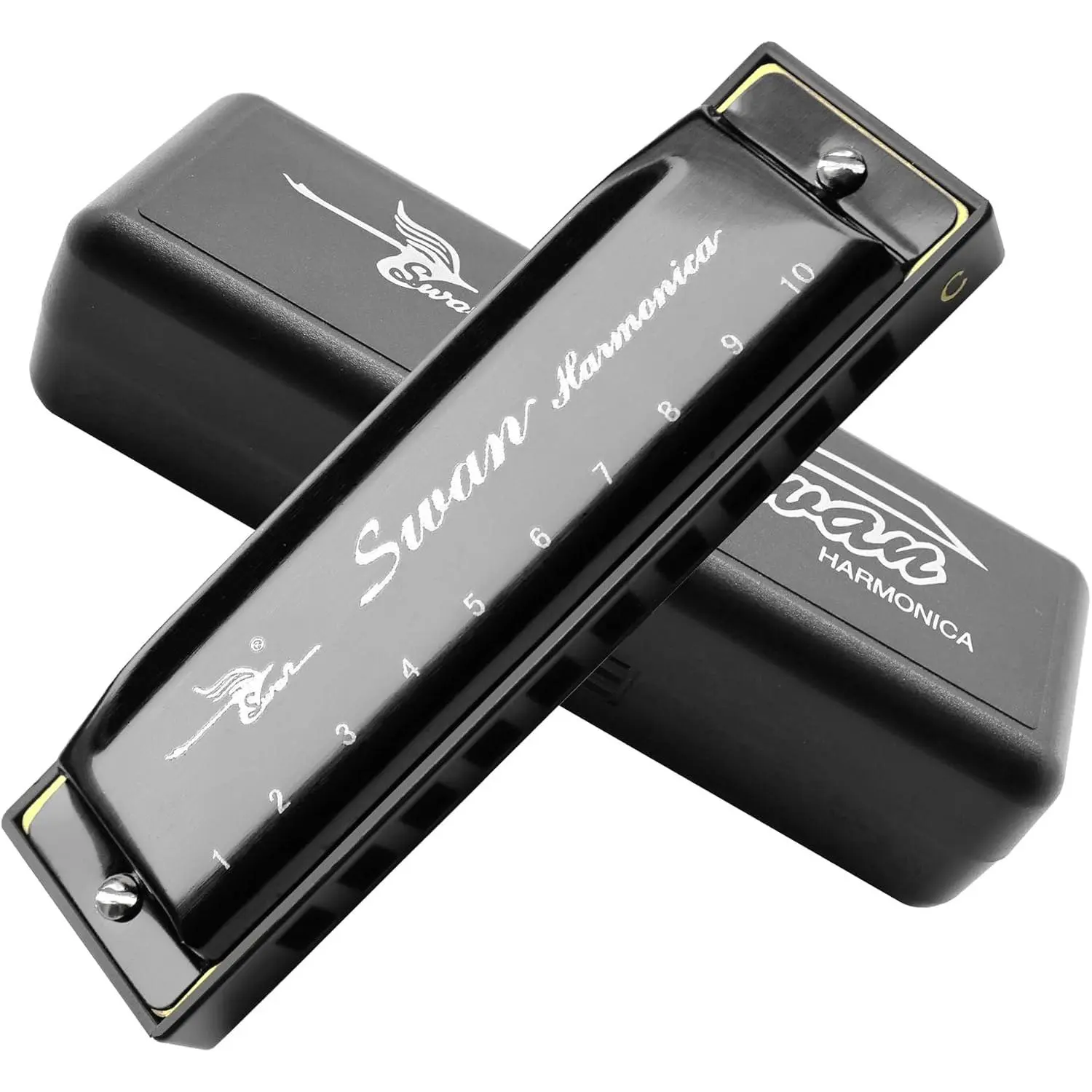Harmonica Armonica Mouth Organ Blues Harmonica Key of C 10 Hole 20 Tone Polyphony Diatonic Harp with Case for Blues Folk Jazz Pop for Music Student Teacher Teaching Beginner