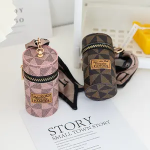 New Cute Bucket-shaped Cosmetic Bag, Fashion Minimalist Women's Small Handheld Keychain Charm, Scarf Mini Purse