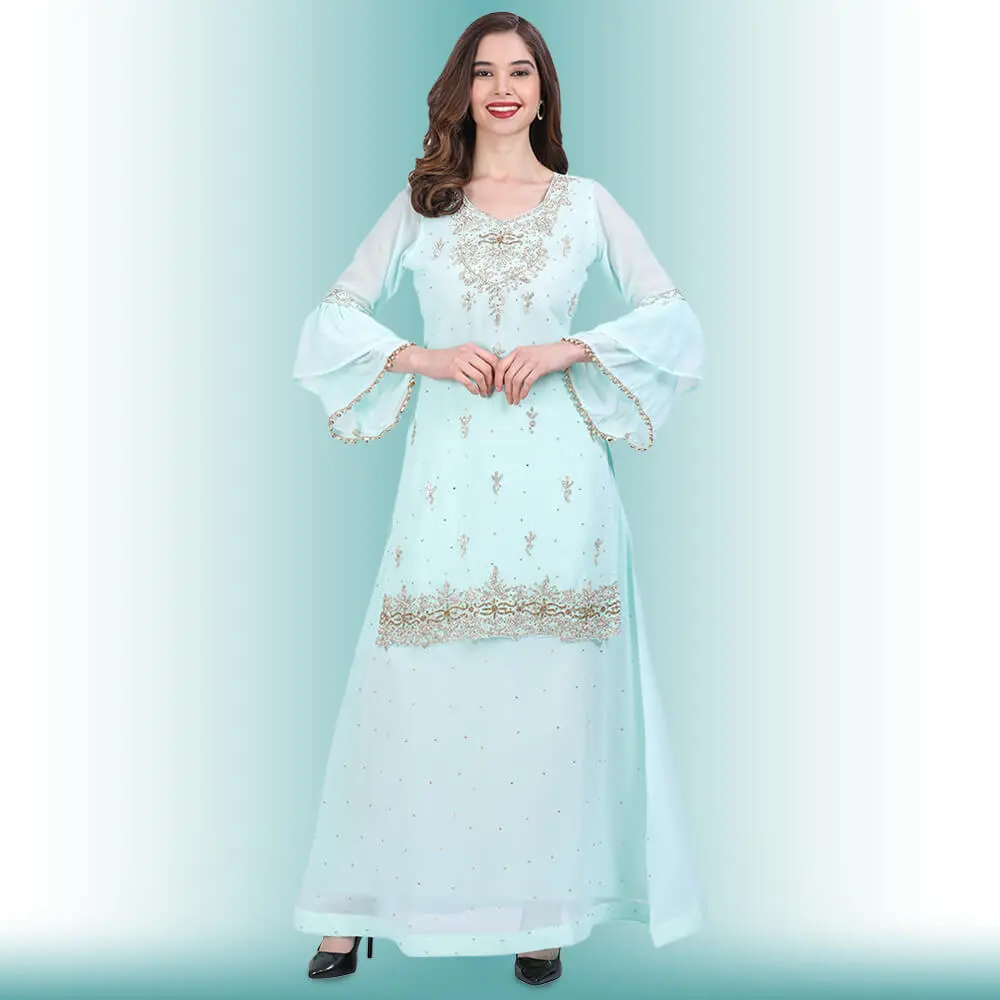 Stone Work Long Top With Lehenga
