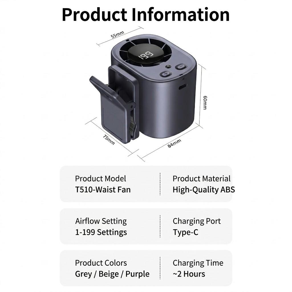 2026 Clip-on Fan (with LED Display) — Versatile for Multiple Scenarios: 360° Rotation, 100 Adjustable Speeds, USB Charging