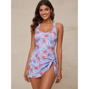 Swimdress Swimsuits Women One Piece Tummy Control Swim Dresses With Skirt Modest Bathing Suit Swimwear Teens & Women UPF 50+ Floral Print