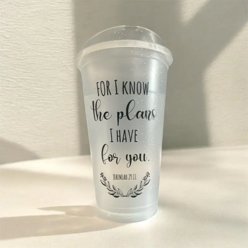 16OZ Reusable Plastic Water Bottle Tumbler - Scripture-Printed, Microwave-Safe for Hot and Cold Drinks, Water Bottles