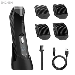 Enchen Electric Body Hair Trimmer, Groin Hair Trimmer, Ball Trimmer for Men, 4 Replaceable Ceramic Blades, USB Recharge, Waterproof Male Hygiene Razor, Thanksgiving Christmas Gift Set