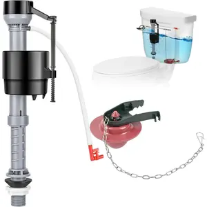 Toilet Flusher Replacement Kit Toilet Fill Valve 2-Inch Flapper Toilet Repair Kit Inside Tank Adjustable Quiet Easy to Install 1-Pack