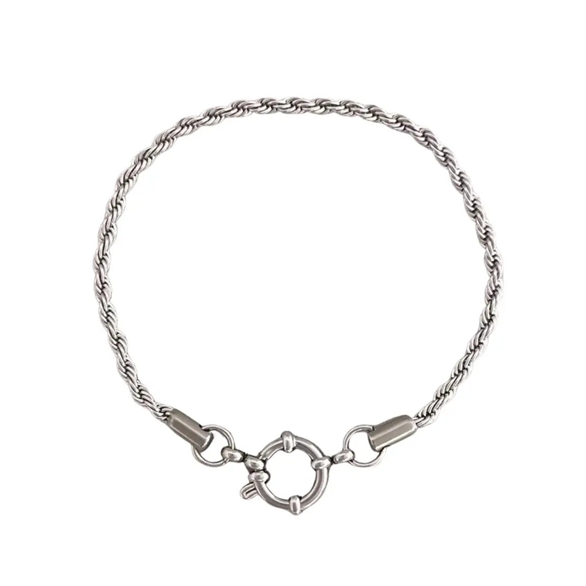 [E11evat8] Stainless Steel Anchor Clasp Bracelet - Durable and Stylish