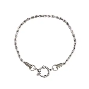 [E11evat8] Stainless Steel Anchor Clasp Bracelet - Durable and Stylish